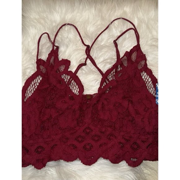 FP ONE Free People Adella Longline Bralette Bra Lace Boho Womens XS XSmall Red - Picture 3 of 5